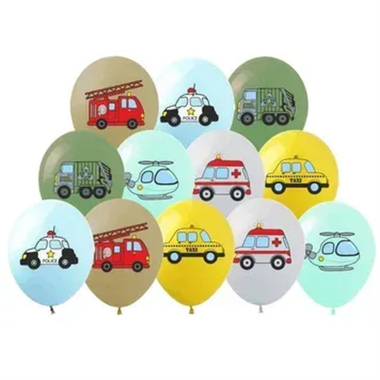 Шарики  латексные 12"(30сm) Транспорт пастель Микс. 10шт (8271212)