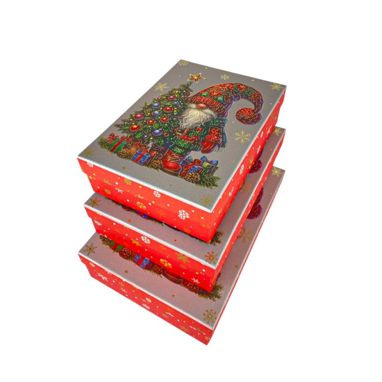 Подарункова новорічна коробка прямокутна 33 х 23 х 9см    3шт. в наборі (108163)