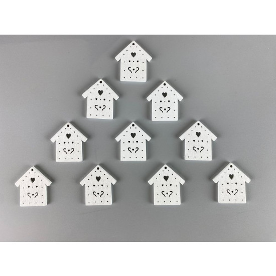 Дерев'яний будинок 2 х 3см, білий, 10шт (TK-004)