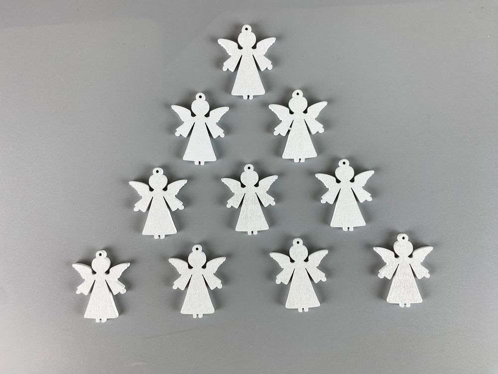 Дерев'яний ангел 2 х 3см, білий, 10шт (TK-007)