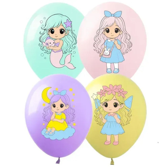 Шарики  латексные 12"(30сm) Волшебные истории макарун Микс. 10шт (8202612)