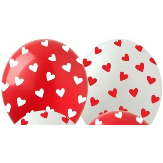 Шарики  латексные 12"(30сm) Сердечки Микс. 10шт (8202012)