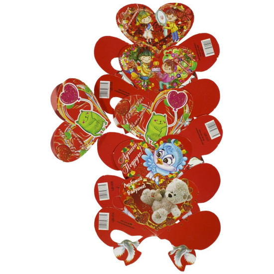 Листівка валентинка  серце об'ємне 7,5х6,0см (ЦВ)