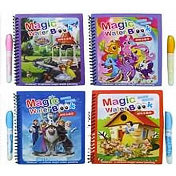 Альбом для розфарбовування-малюємо водою 18,5х14,5см "Мультяшки" 4 листи + маркер, 5 видів (210-2)