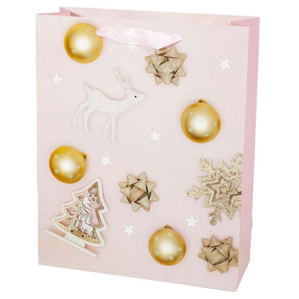 Пакет новорічний "Декор" з глітером, 26х32х10см, 210гр (RQ-666M)