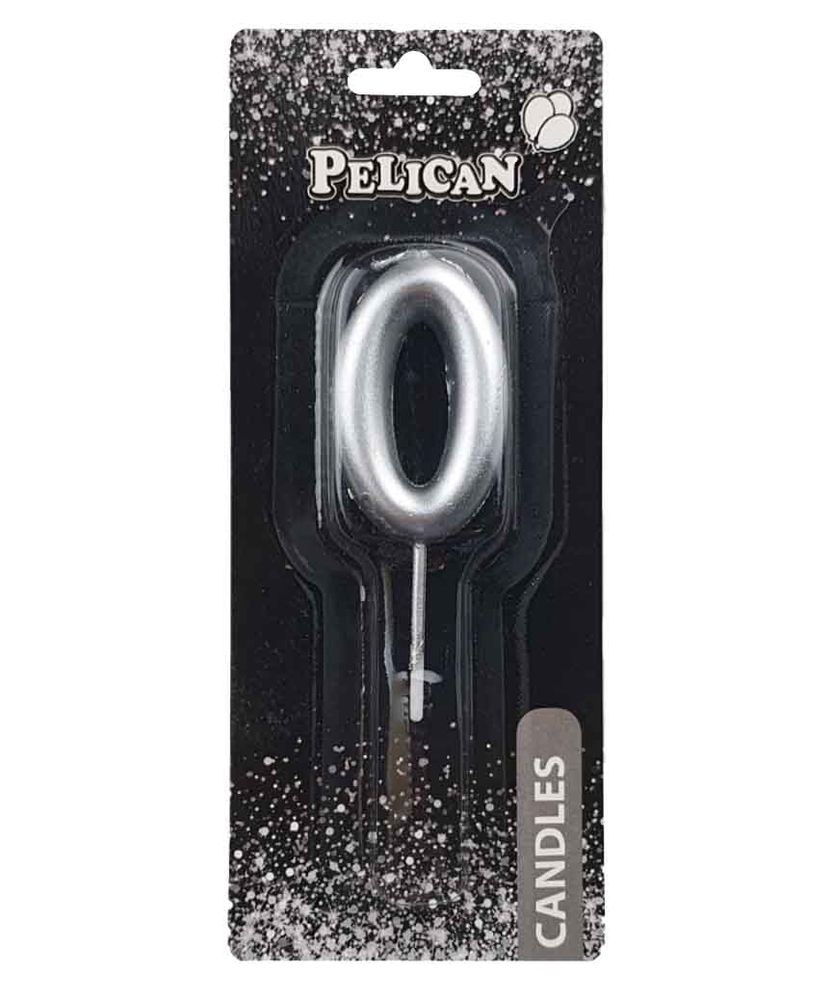Свеча для торта Pelican "0" СЕРЕБРО 5 см Серебряный Pelican (865020)