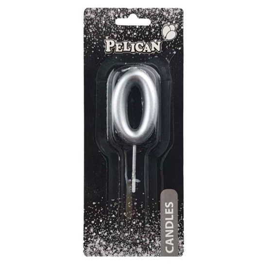 Свеча для торта Pelican "0" СЕРЕБРО 5 см Серебряный Pelican (865020)