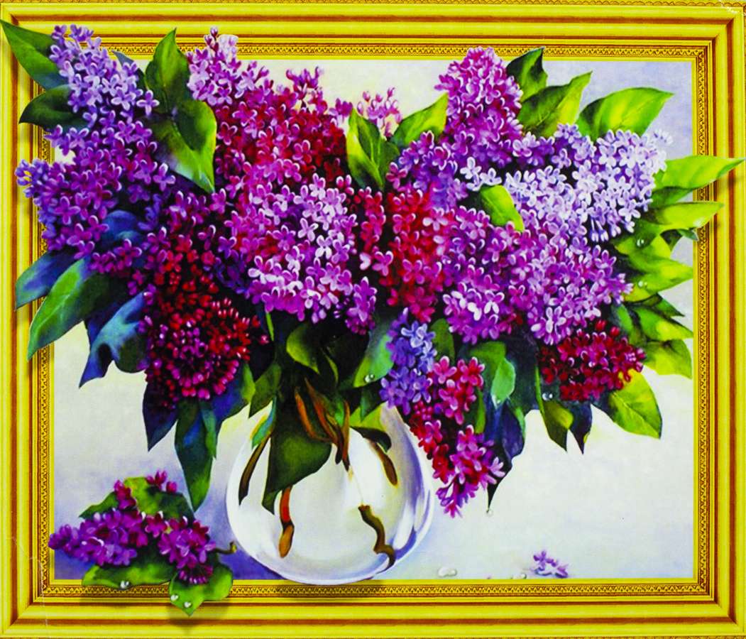 Алмазна мозаїка 3D за номерами 40 * 50 "Букет бузку" карт уп. (Полотно на рамі камені) (0435)