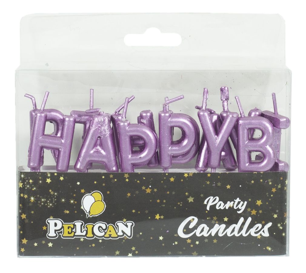 Набор свечей для торта HAPPY BIRTHDAY, розовое ЗОЛОТО Фиолетовый Pelican (868503)