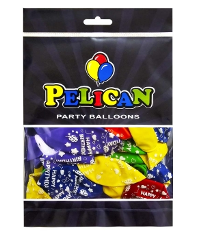Кульки латексні Pelican 12"(30сm) "Happy Birthday, серця" 5-стор  50шт Різнокольоровий Pelican (824019)