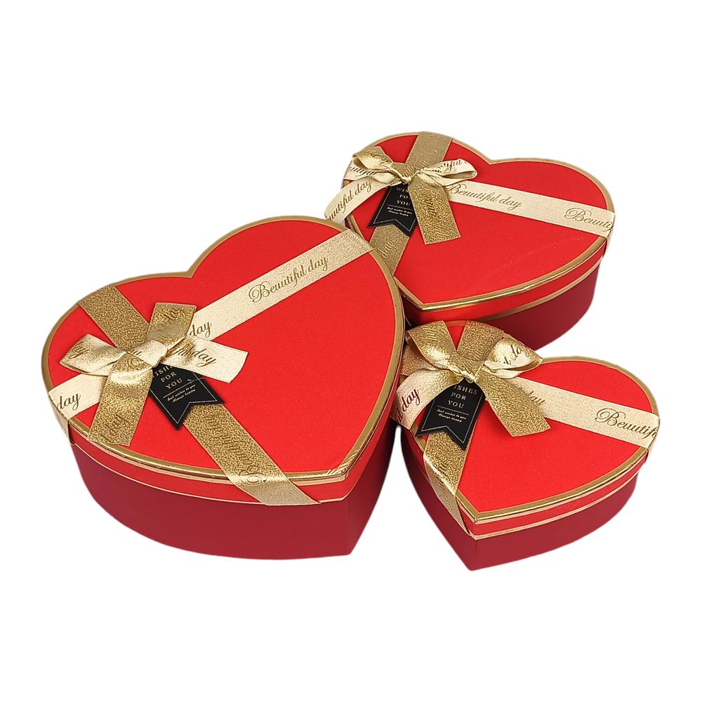 Набір коробок 3 шт серце,  22 х 18 х 9,5см Червоний Unison (10237-red)