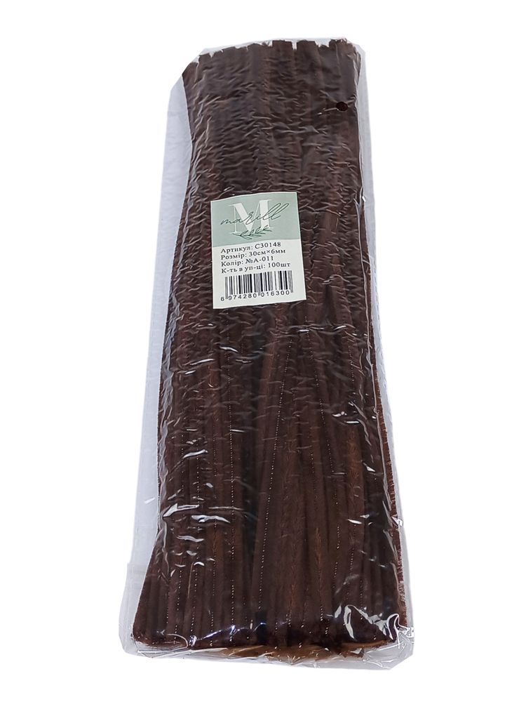 Синельний дріт, 300 х 6мм, коричневий, 100 шт (C30148 brown-A-011)