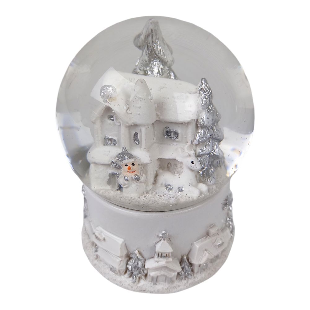 Сувенир светящийся  "Шар снежный 65мм - Санта Клаус, Снеговик, домик" 4 вида (9803)