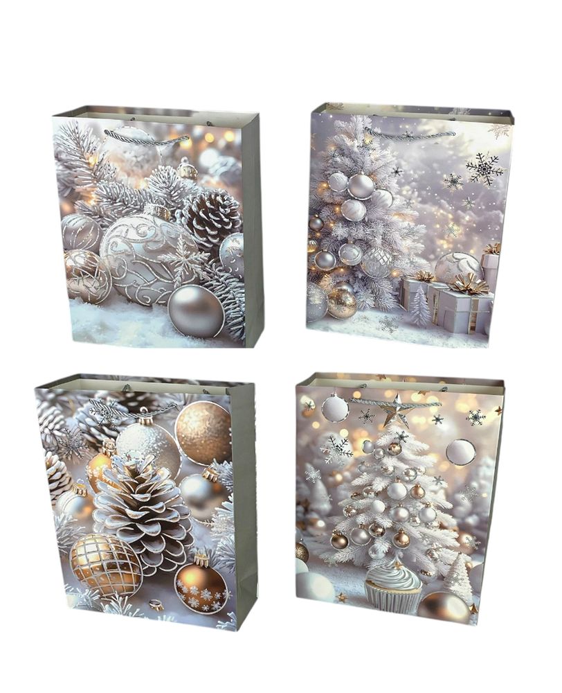 Пакет подарунковий  новорічний, 4 дизайни, 210g , 26 х 32 х 10 см (DV-BK4209-4М)