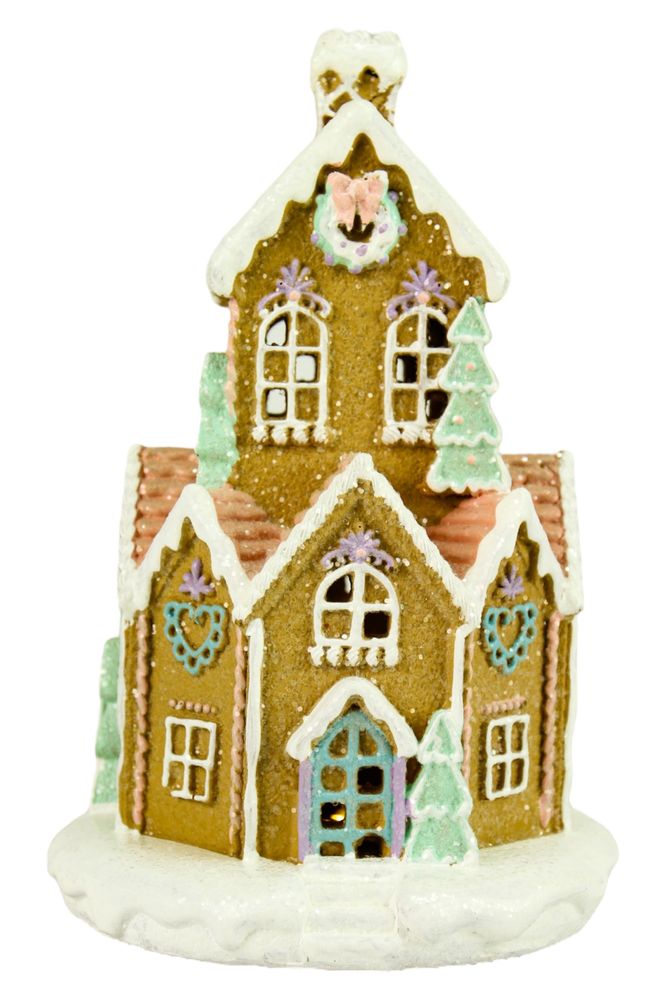 Новорічний cувенір з ЛЕД підсвічуванням Пряничний будинок 23 см (L01191)