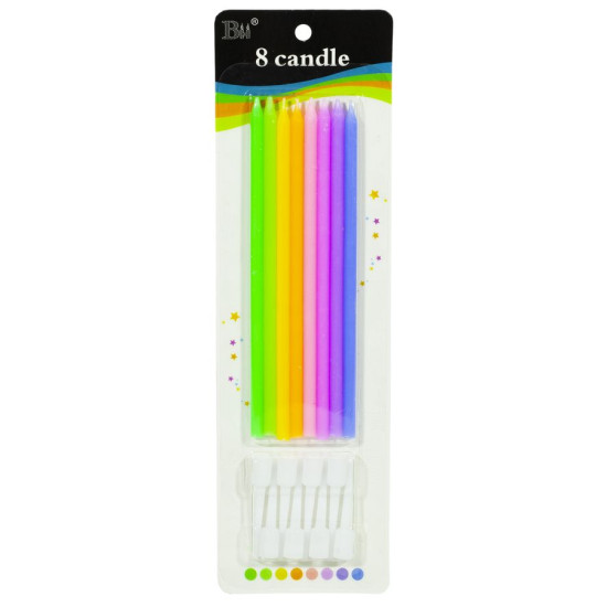 Набор свечей для торта "Long" 0,4*11см, 8шт. (1280)