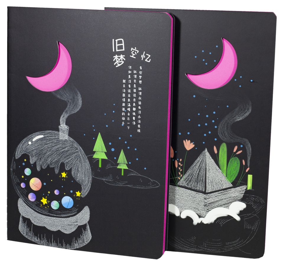 Блокноти-чорні листи, обл. крафт, А5- 20 аркушів "Місяць неон" (3202-03)