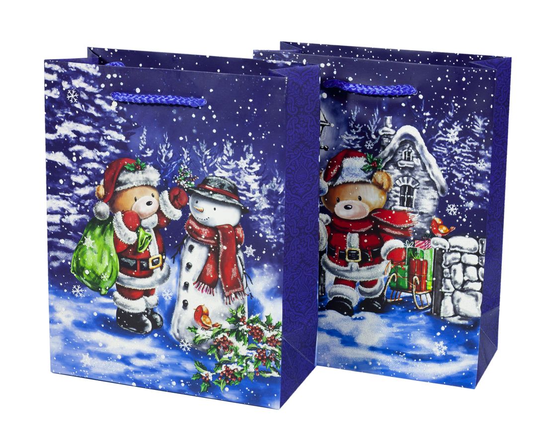 Пакет подарунковий 1090S, новорічний -4 диз., 18*23*8cm (1090S)