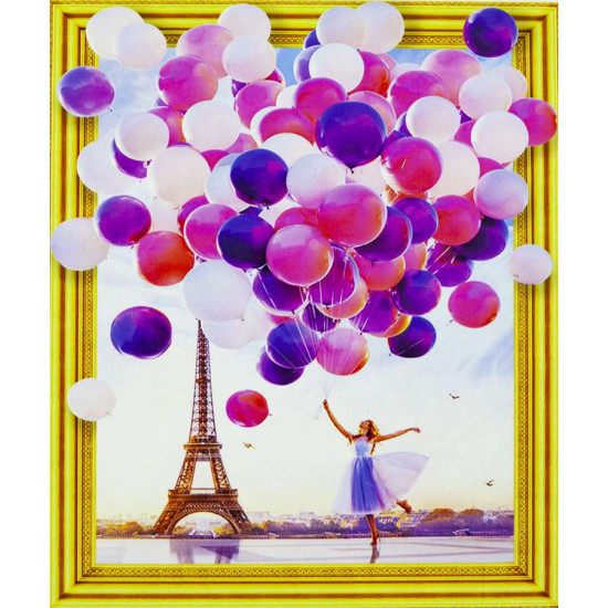 Алмазна мозаїка  3D за номерами 40*50см "Повітряні кулі" карт уп. (Полотно на рамі камені) (0362)