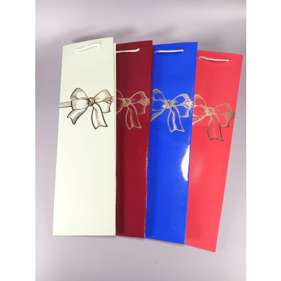 Подарунковий пакет 220гр під пляшку, 12 х 40 х 9см (12шт/уп) Різнокольоровий Unison (PVM124009K)