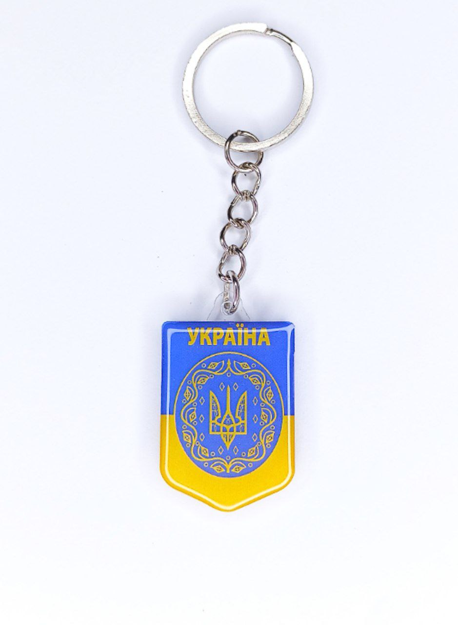 Брелок акриловый щит 25 х 41мм, шильда 35 х 25мм Желто-синий Unison (UNB-1011)