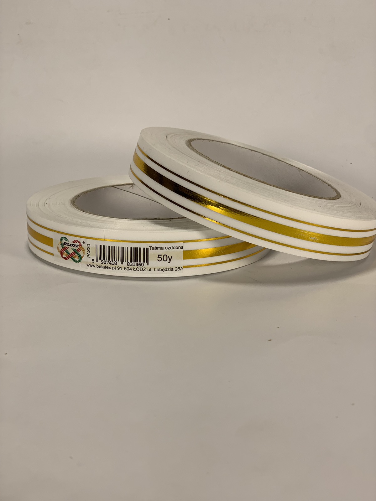 Стрічка пластикова 2см х 45м Білий Unison (PAS20 -white gold)