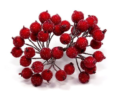 Декоративна  гілочока калини в цукрі ЧЕРВОНА, 15см Червоний Unison (C03913)