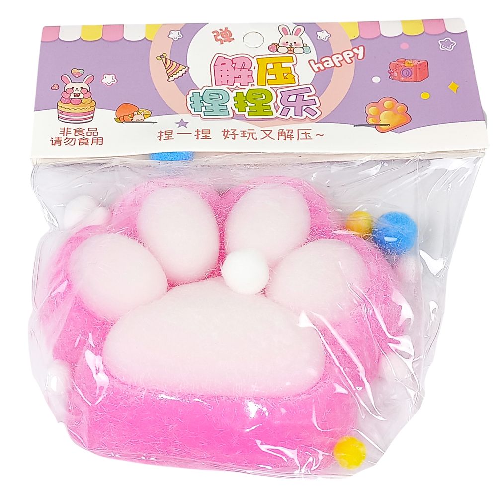 Таба сквіш антистрес  лапка хутряна араматизована 12см  рожева (713002  pink + white)