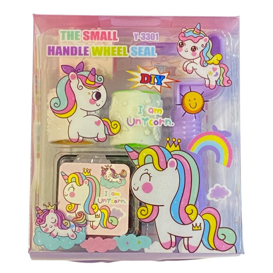 Набір штампиків 3шт "Єдиноріг ролик, штемпельна подушка у блістері (3301-U)