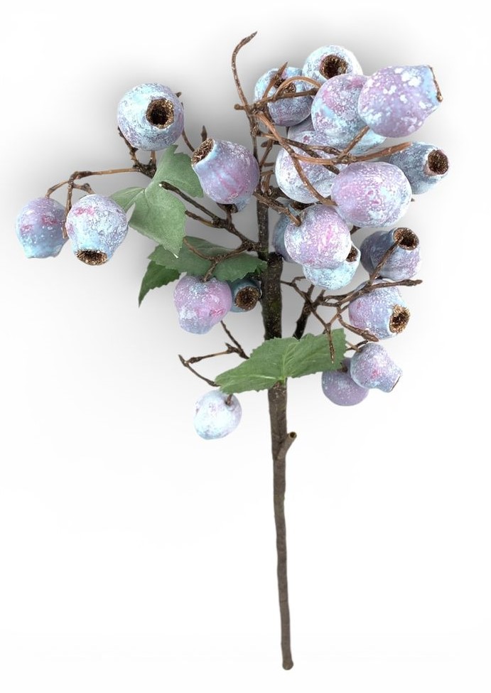 Ветка декоративная с ягодами, 60см фиолетовая с припыленным эффектом (с30519-1)