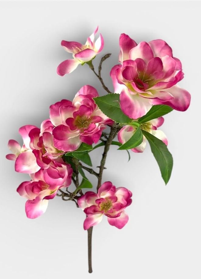 Гілка декоративна  з квітами, 69см біло-рожева (с30510)