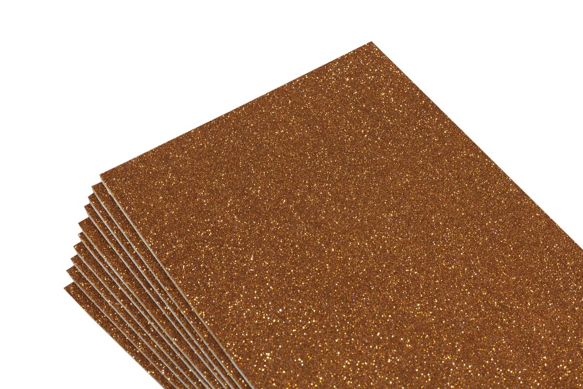 Фоаміран з глітером 1,8мм, 10 аркушів, помаранчевий (самоклейка) Коричневий Unison (8673)