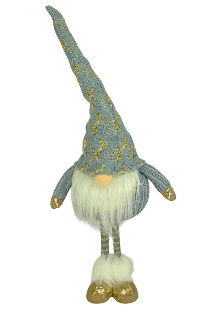 Новорічна м'яка іграшка Гном, що стоїть сіро-золотий 50 см (L01141)