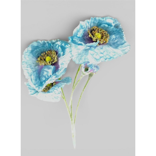 Гілка з маками, 65 см, блакитна (с30511-1)