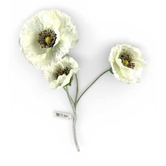 Гілка з маками, 65 см, біла (с30511-3)