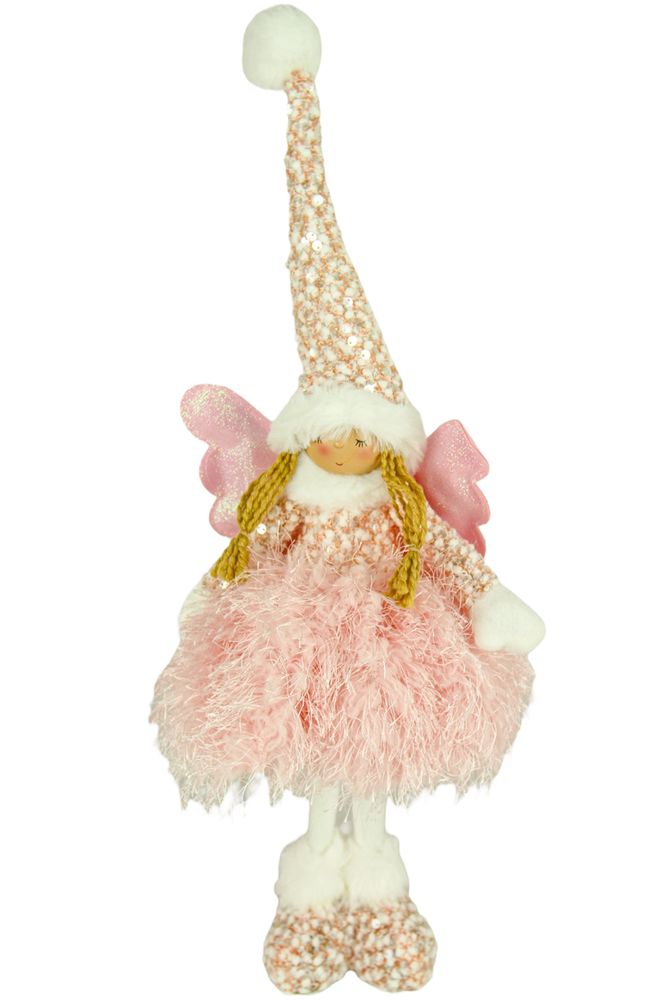 Новорічна м'яка іграшка Фея, що стоїть, рожева  50 см (L01181)
