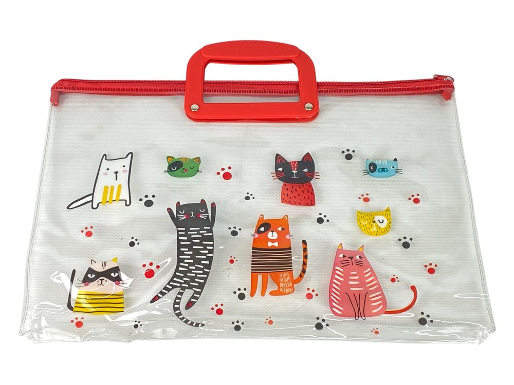 Папка-портфель ПВХ прозора "Коти" 28 х 39см, 30мкм, 4 види (33-КО)