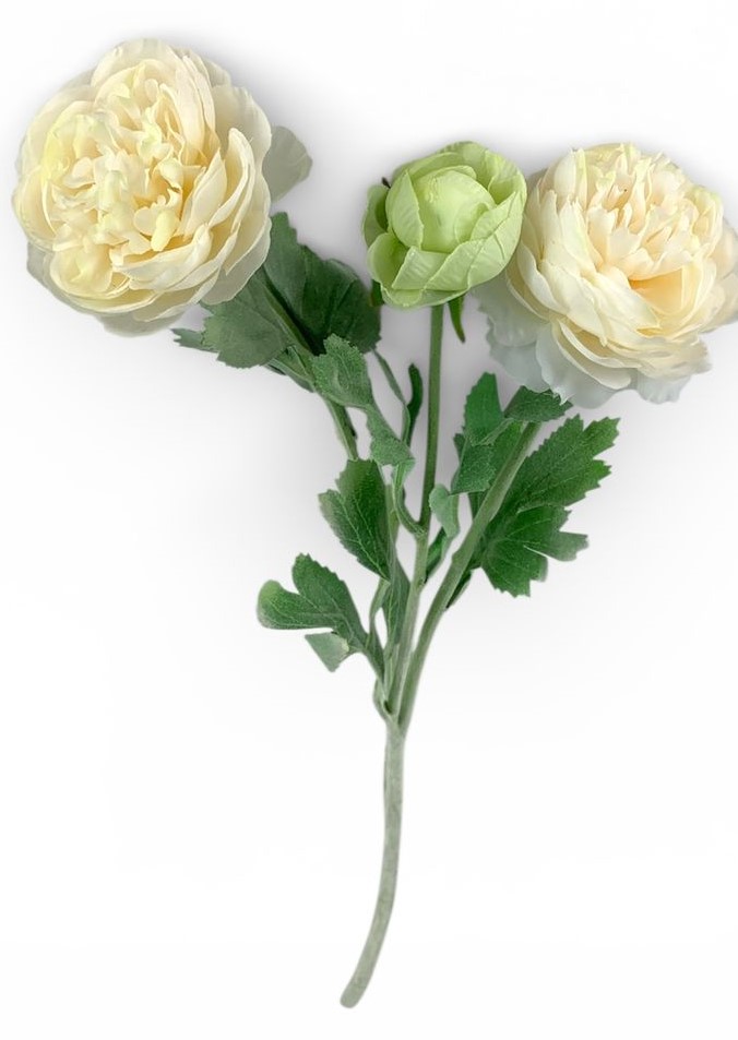 Гілка ранункулюса азіатського, 50 см, кремова (с30555-4)
