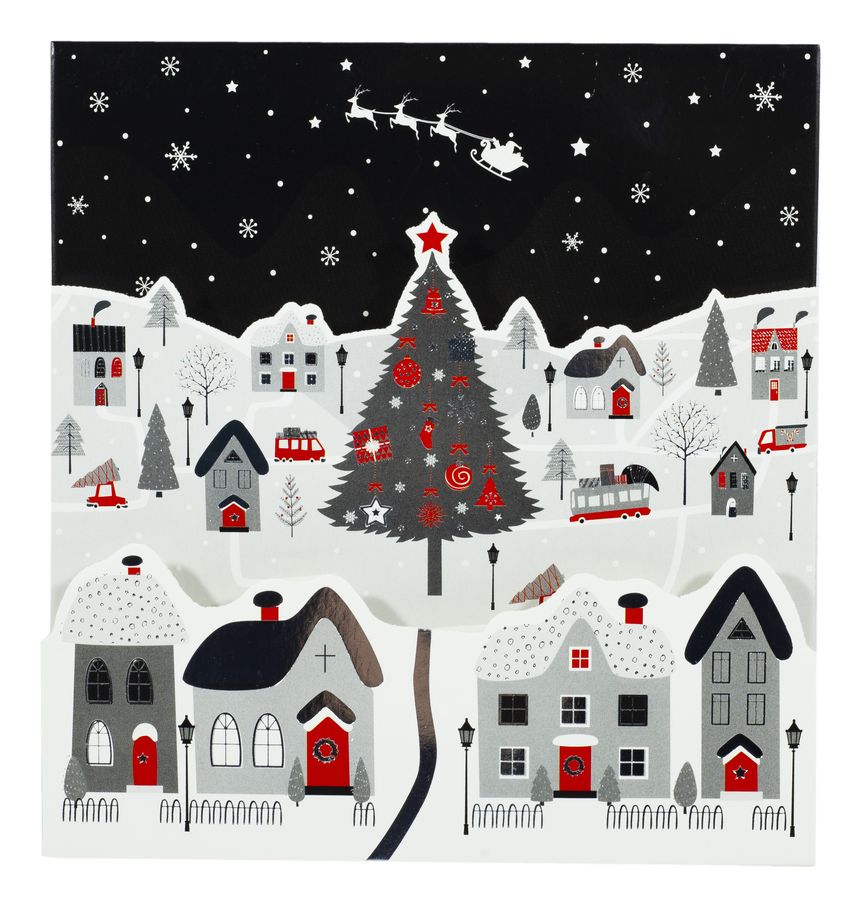 Новорічна об'ємна листівка 16,0х13,0х3,0см з конвертом (TW-H124)