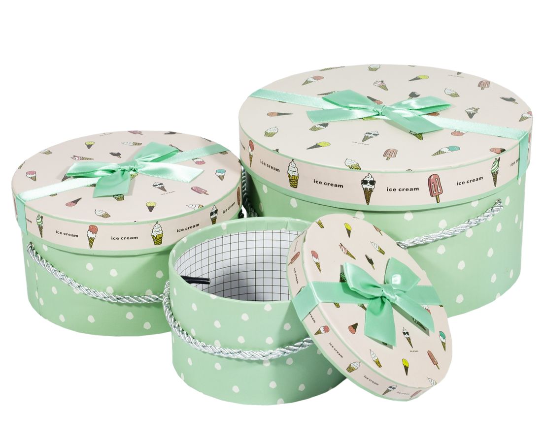 Подарункова коробка 058-16, кругла,  21.5*21.5*12cm/16.5*16.5*9/13*13*7.5cm   3шт. в наборі (058-15)