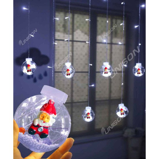 Кульки-роса Дід Мороз 10шт, 3м*0,8м/ перехідник,  білий (1849-41)