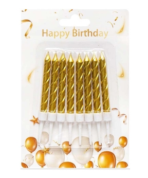 Набор свечей для торта "Спиральные 7см" золото 8шт Серебряный Pelican (868132)