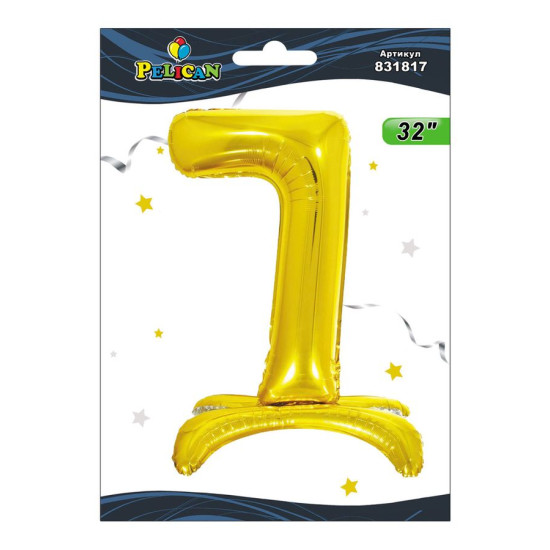 Цифра фольгована на підставці Pelican "7" ЗОЛОТО 80см Золотий Pelican (831817)
