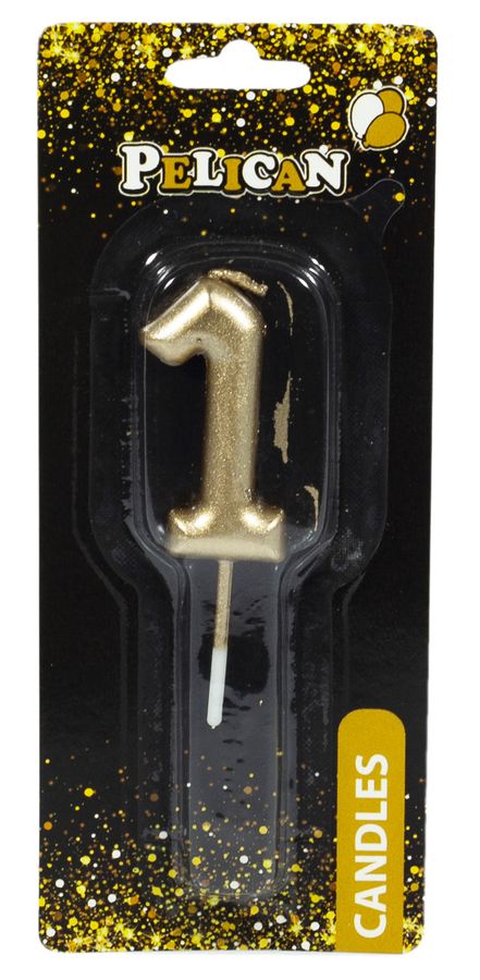 Свеча для торта Pelican, "1" ЗОЛОТО 4,5см Золотой Pelican (864511)