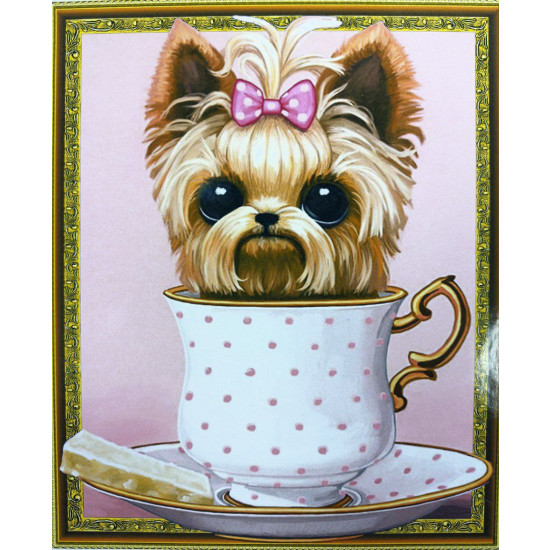 Алмазна мозаїка 5D   40 х 50см "Йорк у чашці" Різнокольоровий Unison (30775)