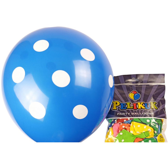 Кульки круглі Pelikuk 12 '(30 см) кольори мікс  горошок, 50шт/уп Різнокольоровий Pelikuk (1250C-402)