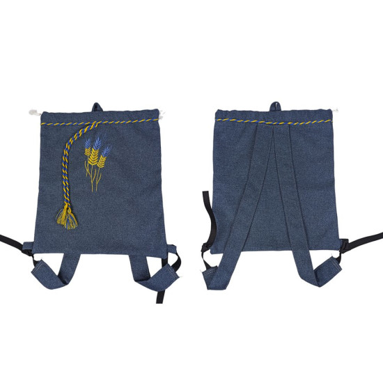 Сумка - рюкзак - шопер з вишивкою (Синій джинс) 45 х 40 см Синій Без бренду (SB-03)