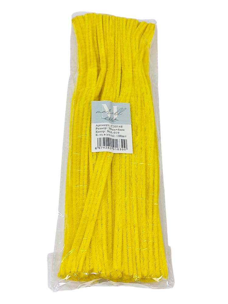 Синельний дріт, 300 х 6мм, жовтий, 100 шт (C30148 yellow-A-019)