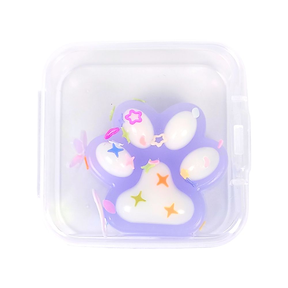 Таба сквіш антистрес  3см Лапка бузкова-біла, в пластиковій коробці (2181Z -  lilac-white)