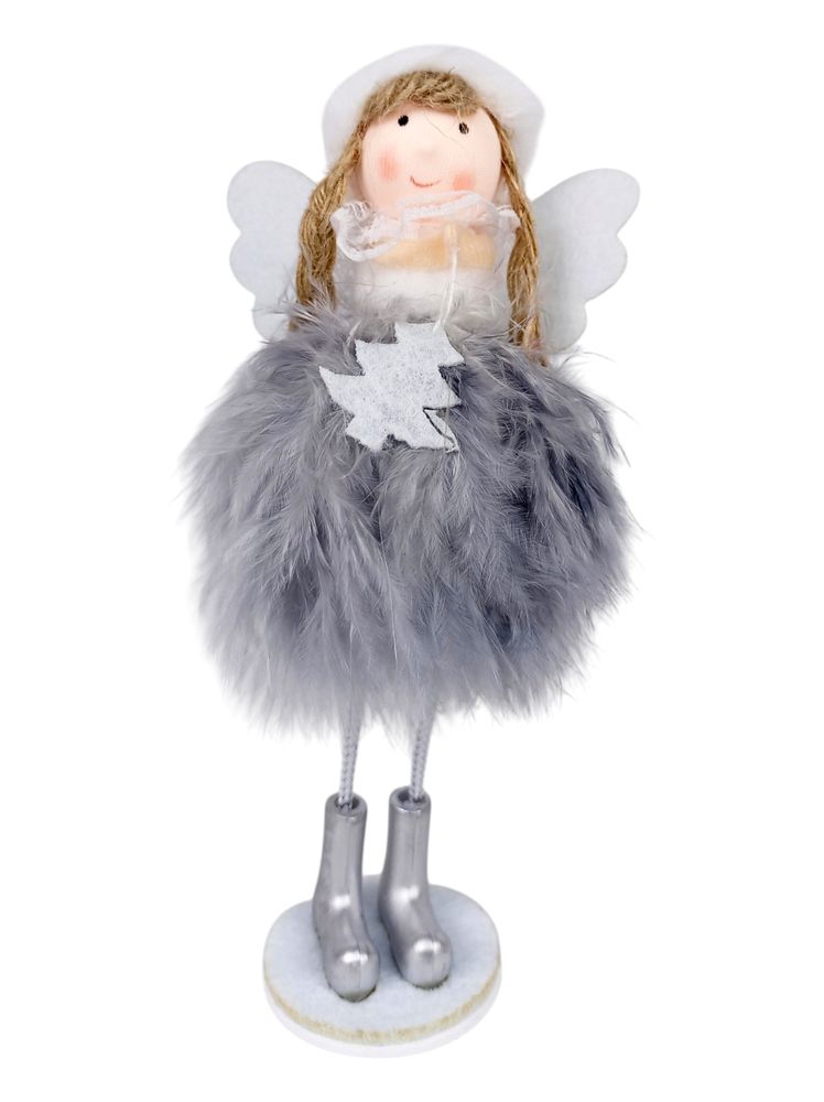 Іграшка декор новорічна "Янголятко в ковпачку стоїть" 18см (21-366)